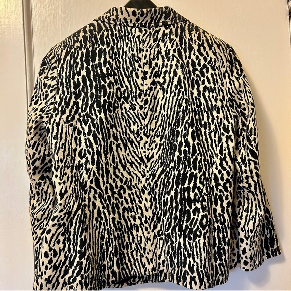 Talbots Blazer Leopard Animal Print Cream Black Jacket Stretch Plus size 16W - Picture 11 of 16